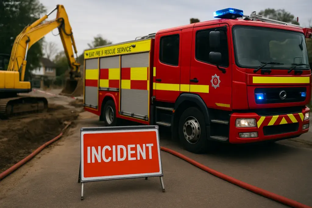 Digger Strikes Gas Main Near Retail Corridor, Halting Traffic
